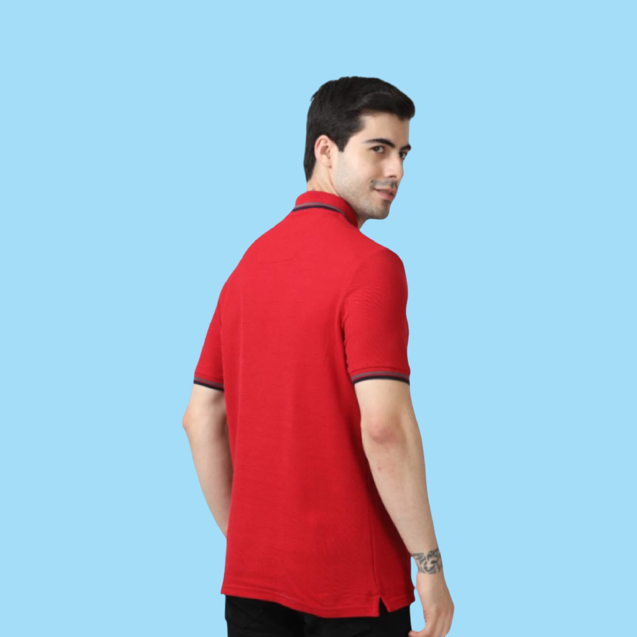 Marks & Spencer Polo T-shirt Tipping-Red with Blue